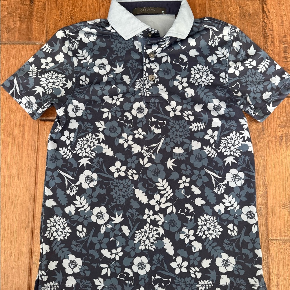 Greyson Youth Floral Polo Shirt Size Medium (6-7)